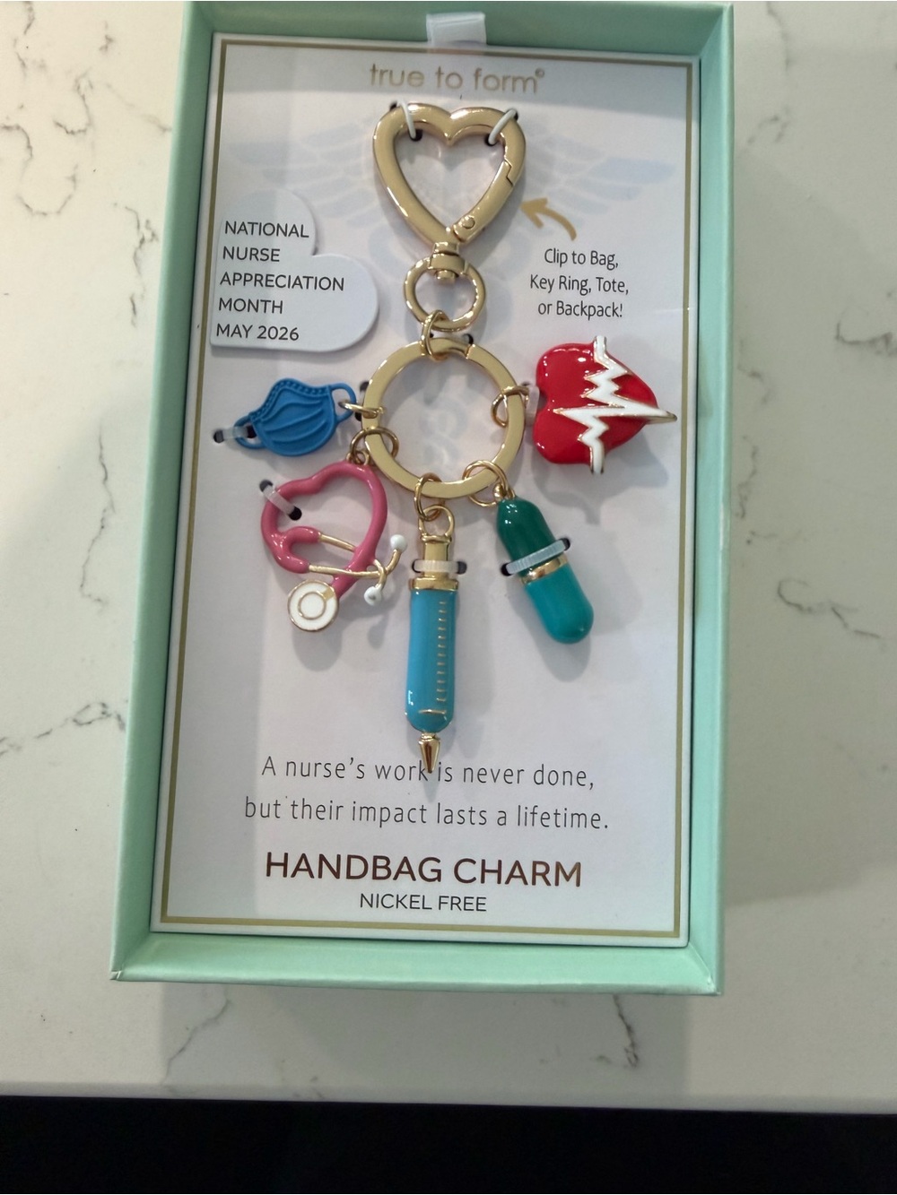true to form Nurse Themed Handbag Charm Keychain - Multicolor